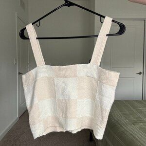 Vans Sydney Beige & White Checkered Knit Tank Top Size Small